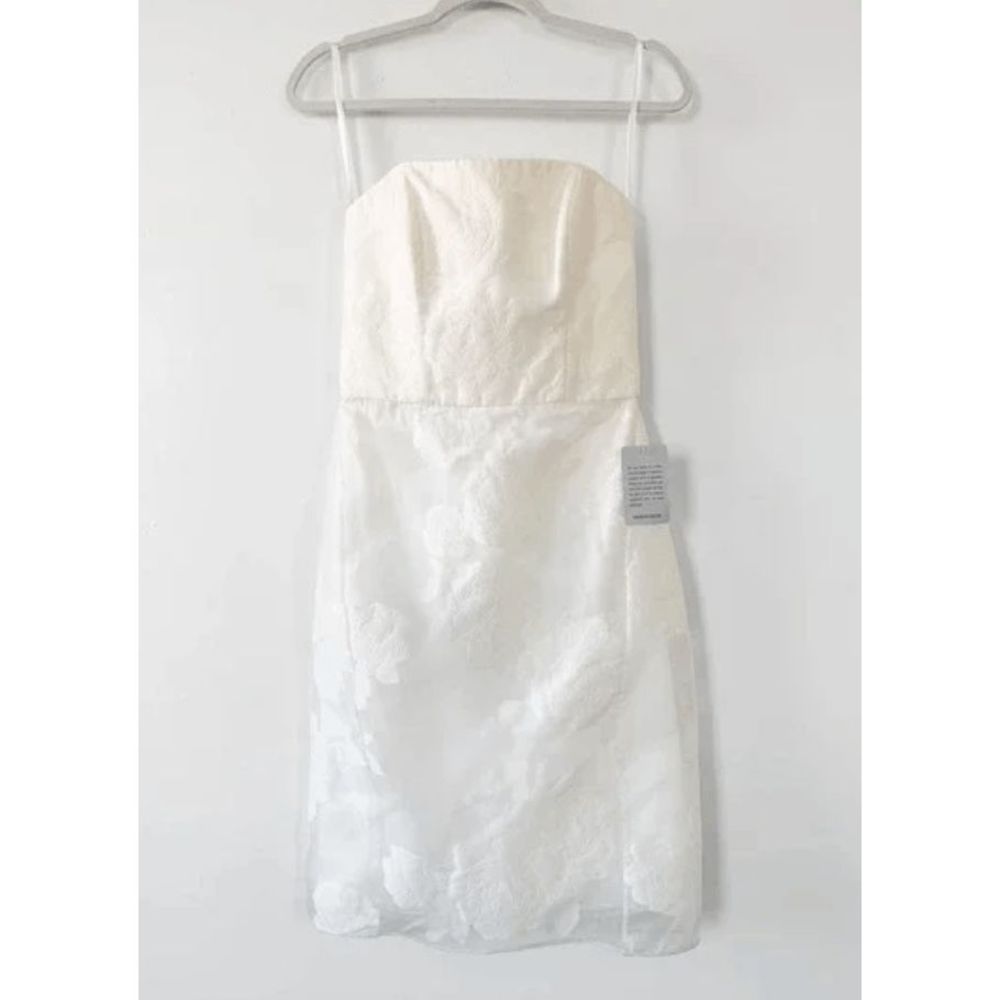 NWT Amsale Strapless Rose fil-coupe White Pencil Dress BRIDAL - 4, 6, 8, 10, 12 - Picture 4 of 10
